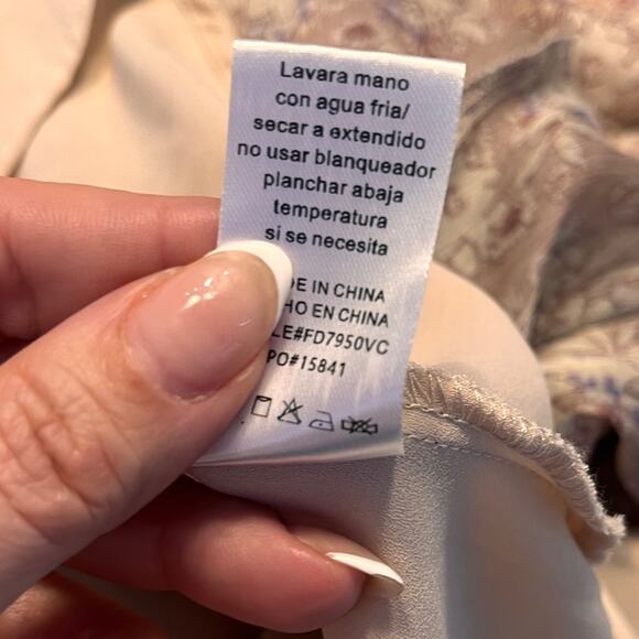 Fate Long Sleeve Boho Tiered Floral Mock Neck Dress Large - Picture 8 of 10